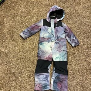 Volcom Purple and Blue Marble Snowsuit with Logo